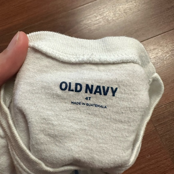 Old Navy White T-Shirt with Blue Logo - Picture 2 of 3